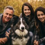 happy family with Australian Shepherd
